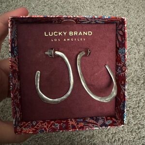 Lucky Brand Silver-Tone Textured Hoop Earrings MAKE AN OFFER